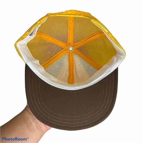 Vintage Busch Gardens Hat 80s The Dark Continent Yellow Snap Back Cap Mesh USA - Picture 2 of 6